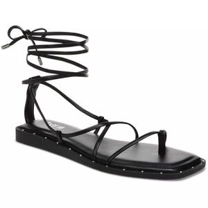 New nib black ankle tie flat sandals BAR III sz 7m